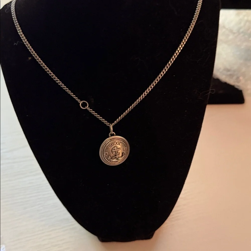 Gucci Silver Nautical Coin Pendant Necklace